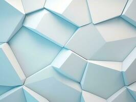 Beautiful futuristic Geometric background textured intricate 3D wall in light blue and white tones generative ai photo