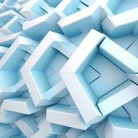 Beautiful futuristic Geometric background textured intricate 3D wall in light blue and white tones generative ai photo