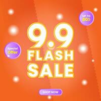 promotion poster for 9.9 Flash Sale. modern, sparkling and colorful concept. used for poster, banner, advertising or ads vector