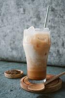 Milk Tea with sugar,creamer and tea leaf photo