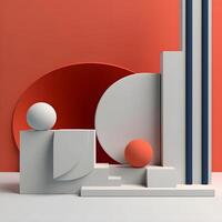 Sculpting the Abstract. Mesmerizing 3D Scene with Geometric Shapes in Minimalist Splendor. photo