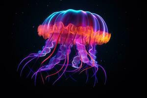 Glowing jellyfish underwater photo