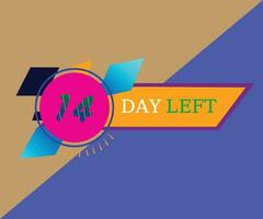 14 Days Left and countdown banner design vector