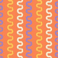 Wavy colofrul grunge bold lines seamless pattern. Curly lines and waves, vertical rough brush strokes. Geometric ornament. Color paint hand drawn background. Dry grungy brushstrokes vector design.
