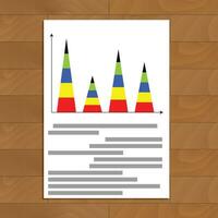 Vertical pyramidal statistics graph. Analytics financial graph and rate, vector illustration