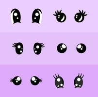 Cute female eyes drawing set vector