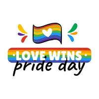 A rainbow flag with the word love wins on it - LGBTQIAP vector