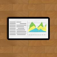 anual datos Estadísticas. analítica reporte en mesa madera, vector ilustración