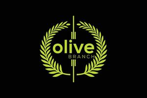 Minimal and Professional olive branch logo design vector template