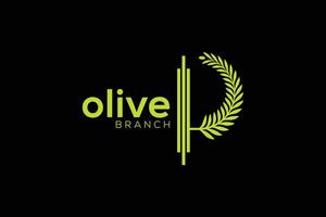 Minimal and Professional olive branch logo design vector template