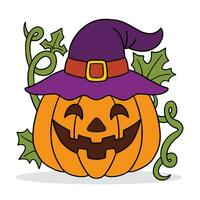 Halloween pumpkin vector cartoon illustration. Halloween scary pumpkin with smile