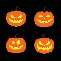 Halloween pumpkin with face expression. Vector cartoon Illustration