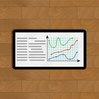 Graphic with curve colored lines. Diagram information growth and progress, vector illustration