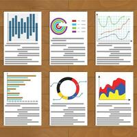 Set of charts document. Economic statistics and development graph business, vector illustration