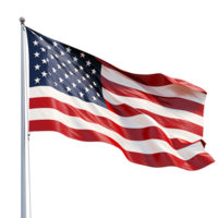 USA flagga png amerikan flagga png de flagga av de förenad stater av Amerika png transparent bakgrund flagga USA png oss flagga på Pol USA flagga på de flaggstänger ai genererad