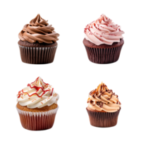 assortiment van cupcakes verzameling reeks geïsoleerd Aan transparant achtergrond. ai gegenereerd png