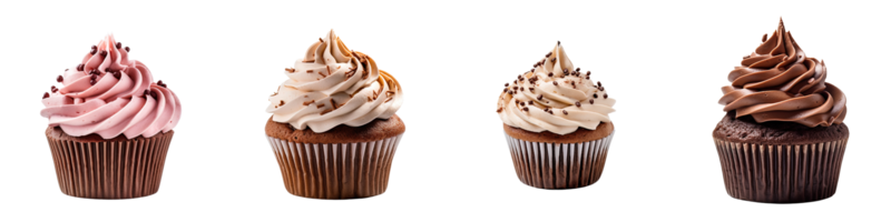 assortiment van cupcakes verzameling reeks geïsoleerd Aan transparant achtergrond. ai gegenereerd png