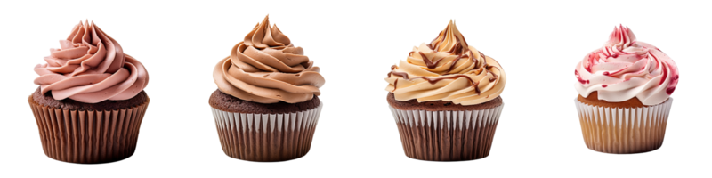 assortimento di cupcakes collezione impostato isolato su trasparente sfondo. ai generato png