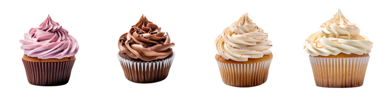 assortimento di cupcakes collezione impostato isolato su trasparente sfondo. ai generato png