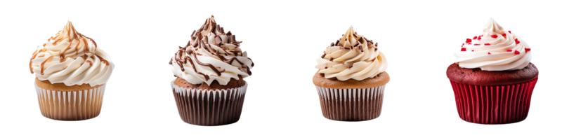 assortiment van cupcakes verzameling reeks geïsoleerd Aan transparant achtergrond. ai gegenereerd png