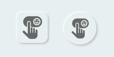 Satisfaction cursor solid icon in neomorphic design style. vector