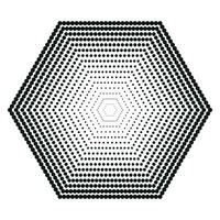 Halftone polygons, halftone dots pattern. Vector halftone geometric dots.