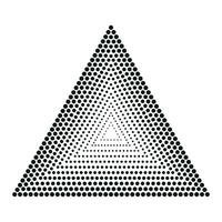 Halftone triangles, halftone dots pattern. Vector halftone geometric dots