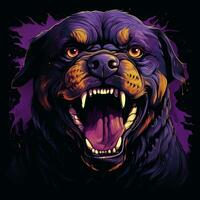 bulldog illustration on black background photo