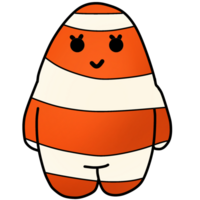 orange white clown fish cartoon character png