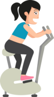 Young girl on exercise bike png