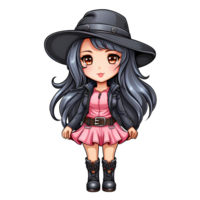 kawaii chibi menina vaqueiro ilustração ai generativo 27236440 PNG