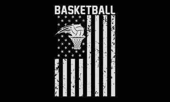 USA Flag Basketball Day T-shirt Design. vector