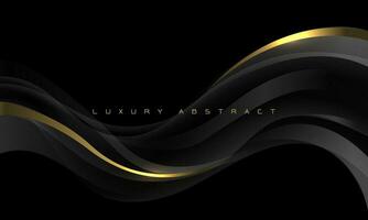 Abstract grey curve wave gold line luxury on black design modern creative background vector