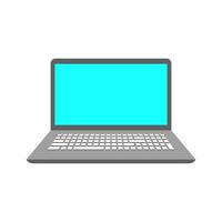 Flat Blue Screen Laptop Vector Illustration