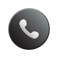 Phone Call Symbol Black Circular Button Icon Isolated Vector Illustration