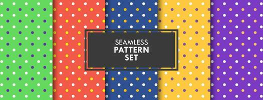 Colorful Elegant Polka Dot Pattern Background Set Vector Illustration