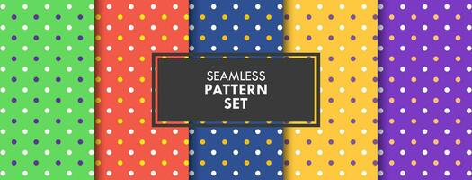 Colorful Elegant Polka Dot Pattern Background Set Vector Illustration