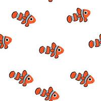 Clown fish seamless pattern on white. Background with clown fish, cute fish pattern for kids. Kawaii, vector. vector