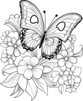 mariposa vector formato en negro y blanco ai generativo png