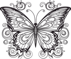 mariposa vector formato en negro y blanco ai generativo png