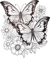 butterfly  vector format in black and white  AI Generative png