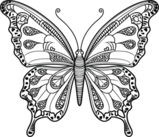 vlinder vector formaat in zwart en wit ai generatief png