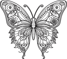 mariposa vector formato en negro y blanco ai generativo png