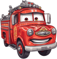 linda bombero coche ai generativo png