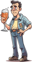 funny caricature drink beer ai generative png