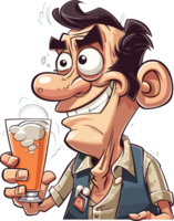 funny caricature drink beer ai generative png