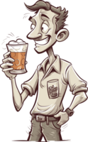 funny caricature drink beer ai generative png