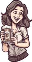 funny caricature drink beer ai generative png