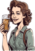 funny caricature drink beer ai generative png