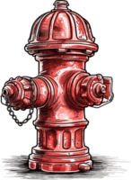 American Red Fire Hydrant ai generative png